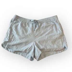 J. Crew Seaside Linen Blend Pull On Shorts in Light Blue Tie Waist Sz XL